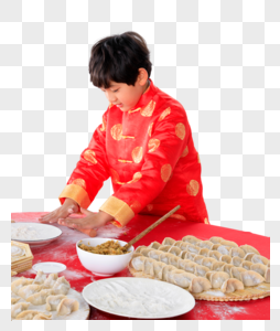 新年孩子们在包饺子图片