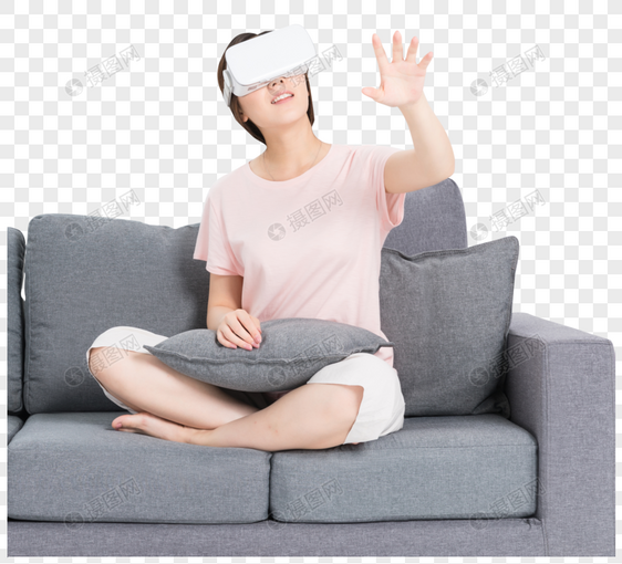 居家女性使用Vr眼镜图片