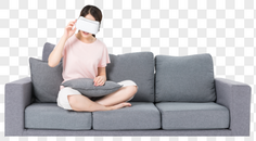 居家女性使用Vr眼镜图片