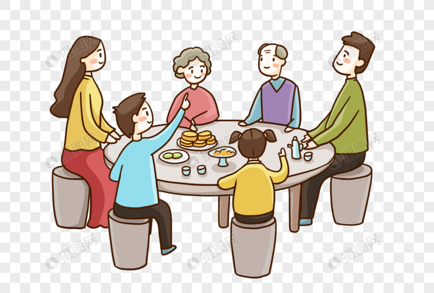 一家人一起吃饭图片