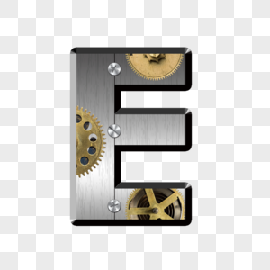 金属字母E工业设计海报高清图片