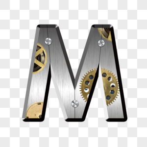 金属字母M齿轮字母M高清图片