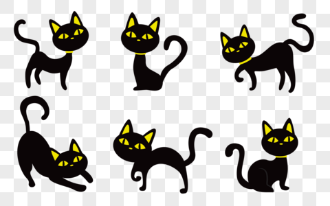 万圣节黑猫手绘猫咪矢量高清图片