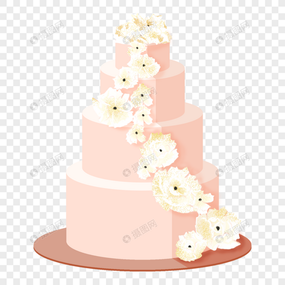 粉色浪漫婚礼蛋糕图片