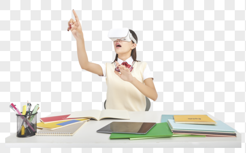 高中生女高中形象虚拟现实动作高清图片