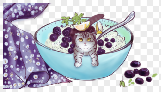 碗里的小猫聚餐米饭高清图片