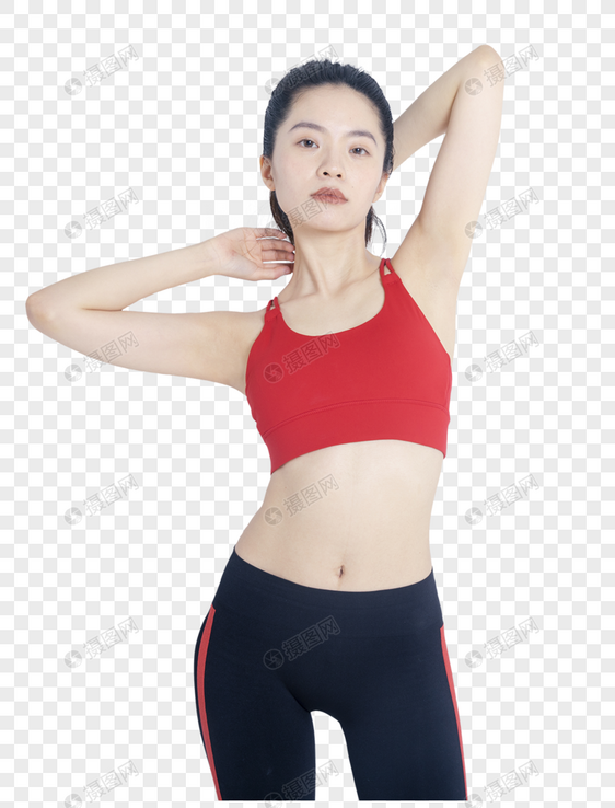 拉伸运动的健身女性图片