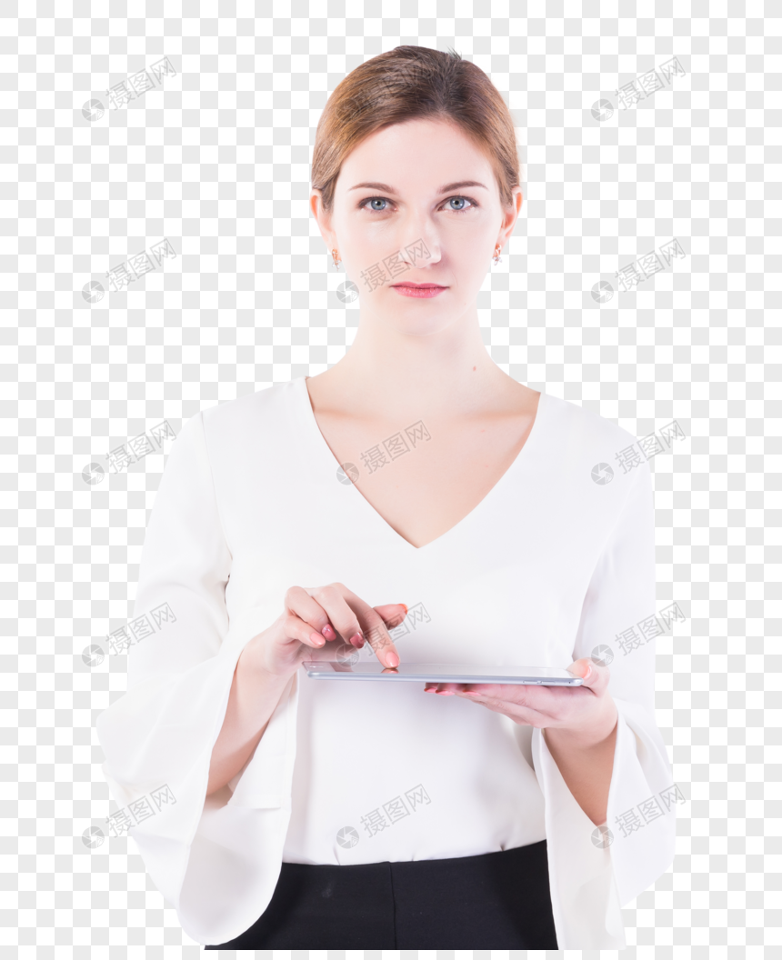 外国女性白领展示平板电脑元素素材下载 正版素材 摄图网 外国女性白领展示平板电脑元素素材下载 正版素材 摄图网