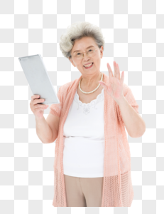 老年奶奶使用平板电脑图片