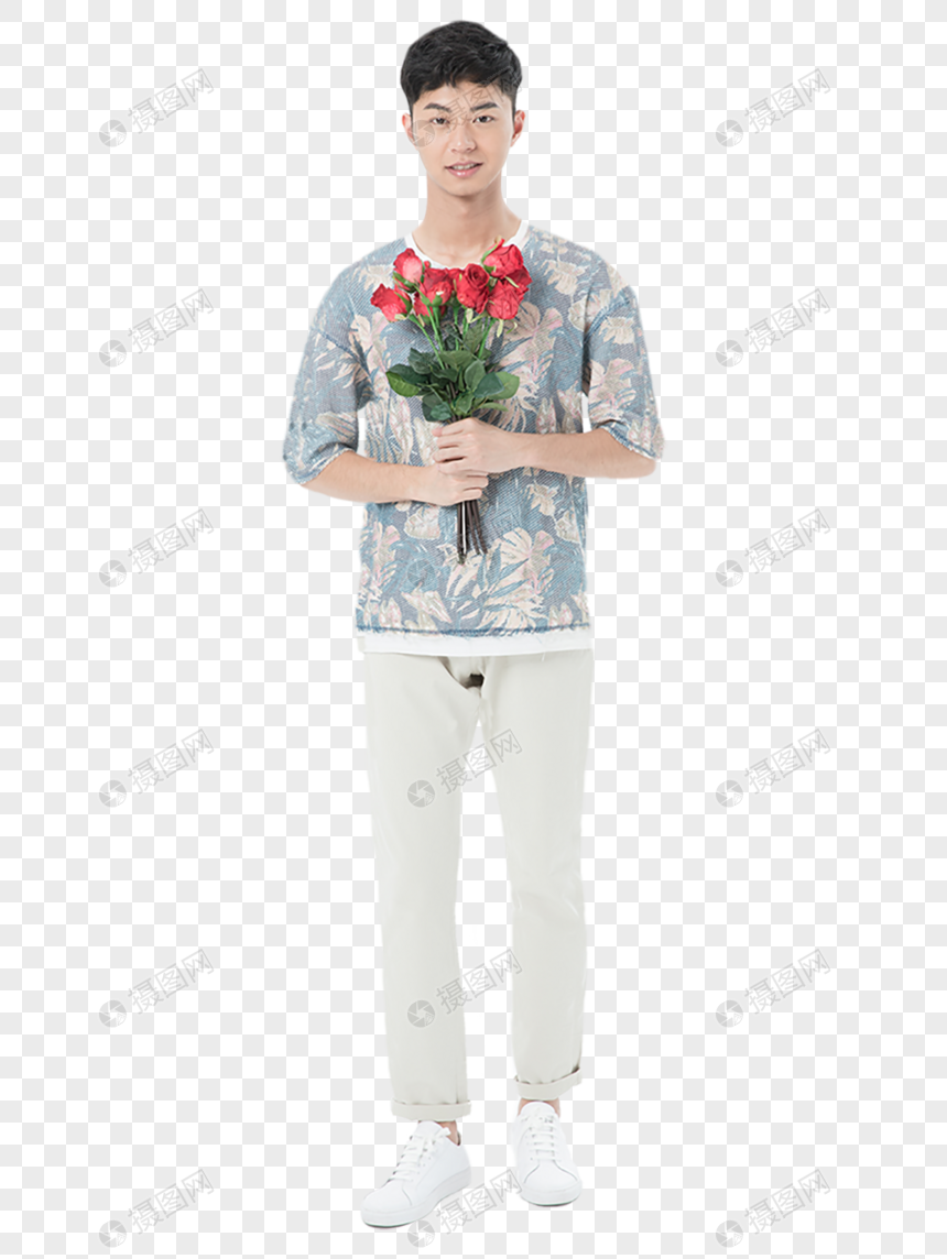 青年男性送花求爱元素素材下载 正版素材 摄图网
