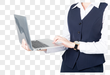 电脑办公的商务女性手部特写图片