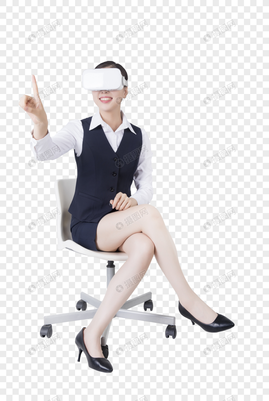 带vr眼镜的商务女性图片