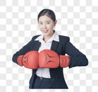 打拳击的职场女性图片