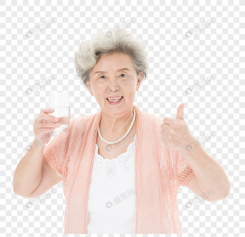 老年人奶奶健康饮水图片