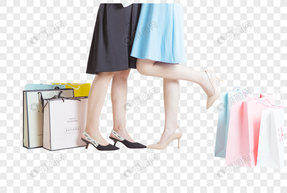购物袋与女性的腿图片
