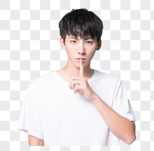 阳光人青年男性轻声说话手势素材