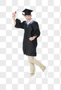 大学生毕业男性教育人像手举毕业证书图片