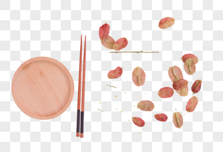 清新木筷木盘红果创意摆拍图片