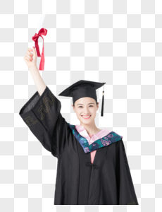 女性大学生毕业手持荣誉证书图片