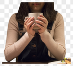 喝咖啡的女孩图片