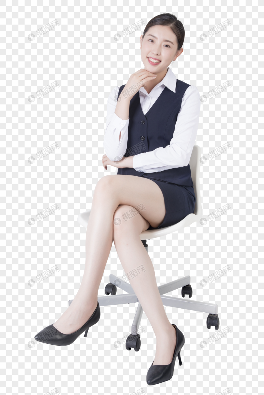 商务女性坐在椅子上图片