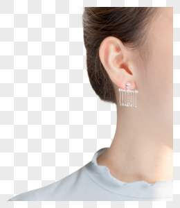 清新文艺美女耳朵耳环特写图片素材