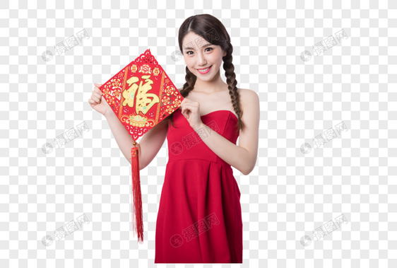 新春幸福开心的女孩图片