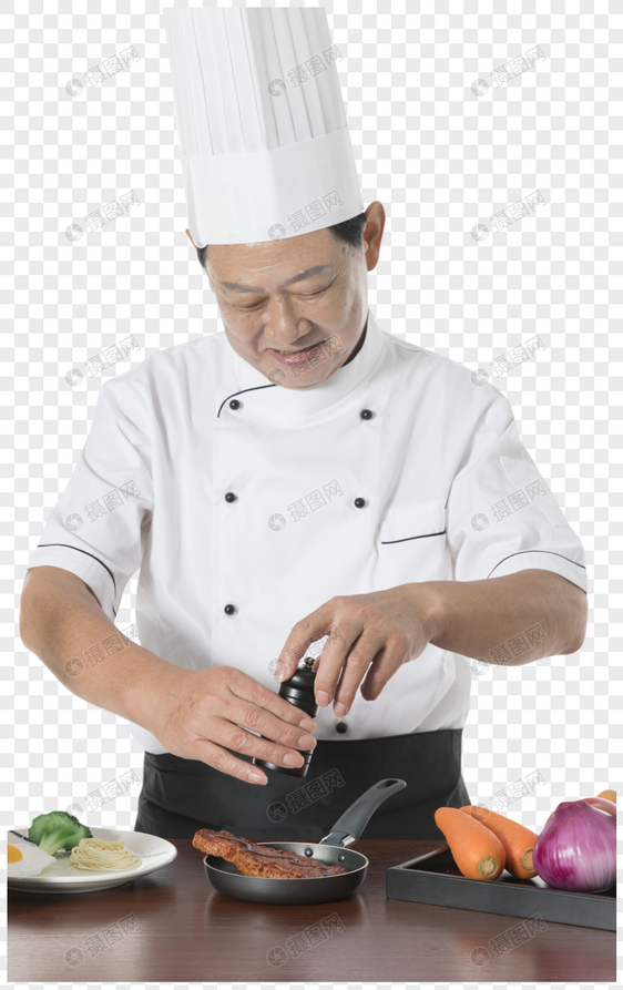 厨师烹饪牛排图片