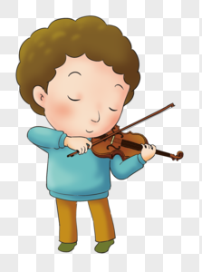 拉小提琴演奏男孩高清图片