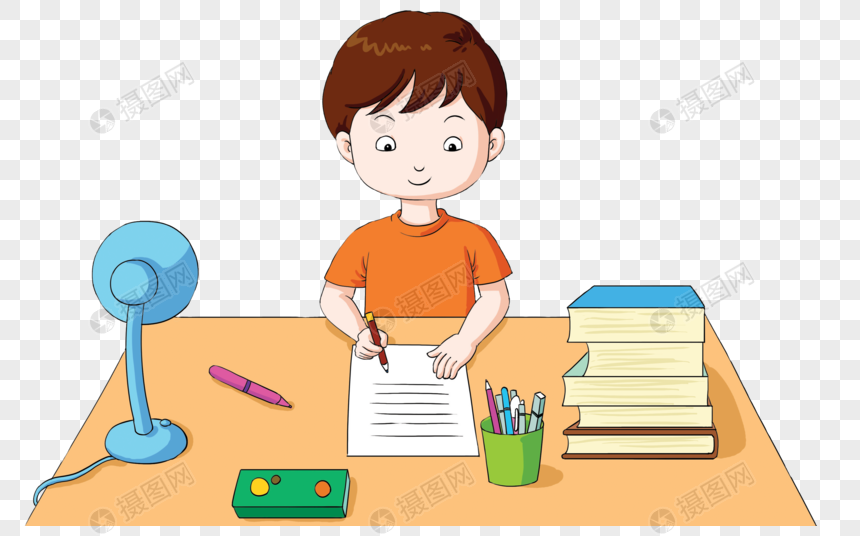 学习做作业男孩元素素材下载-正版素材400646243-摄图网