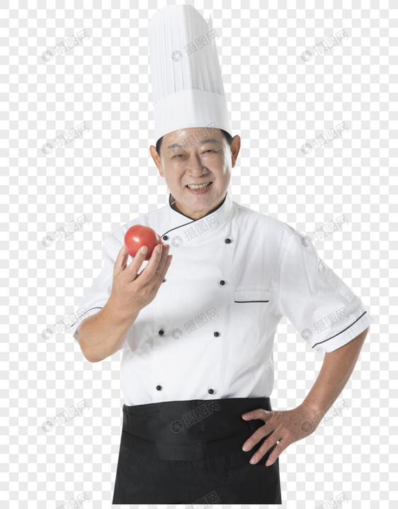 厨师拿西红柿图片