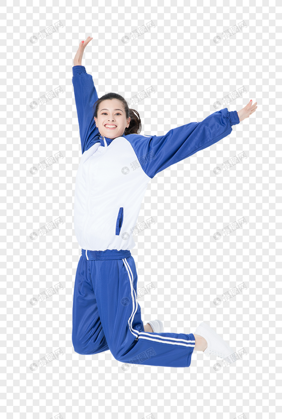 跳跃活力女性学生校服图片
