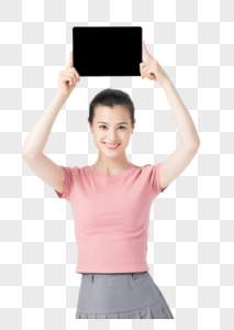 活力青年女性平板电脑展示图片