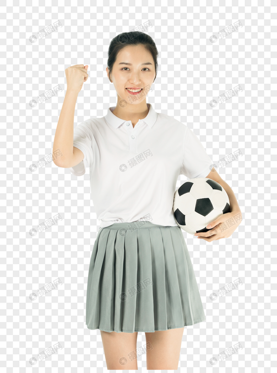 女学生手抱足球图片