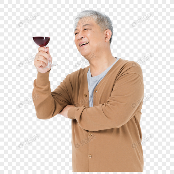 老年人喝红酒图片