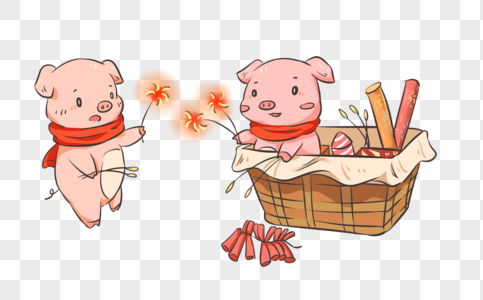 新年猪卡通形象高清图片