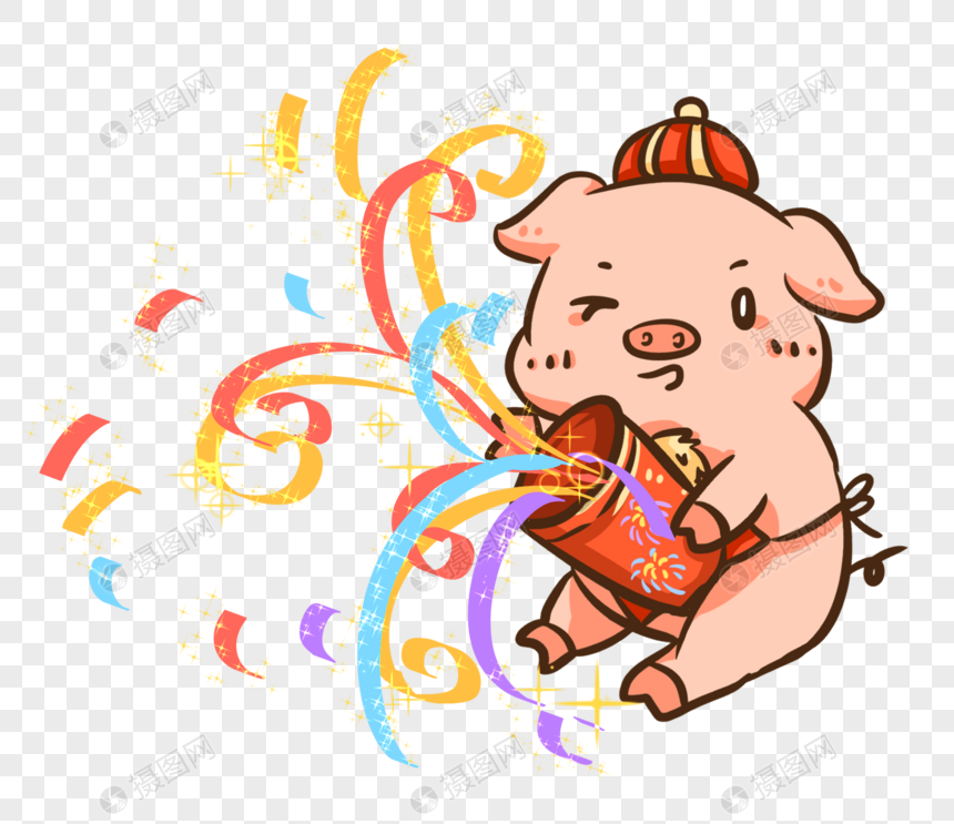 新年猪彩带庆祝图片