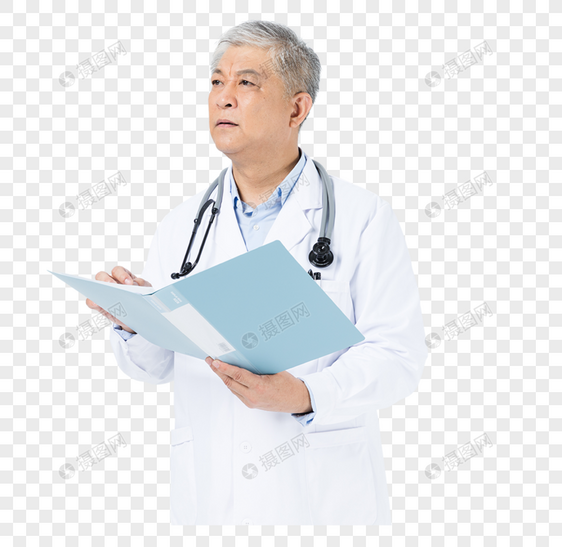老年男性医生文件夹形象图片