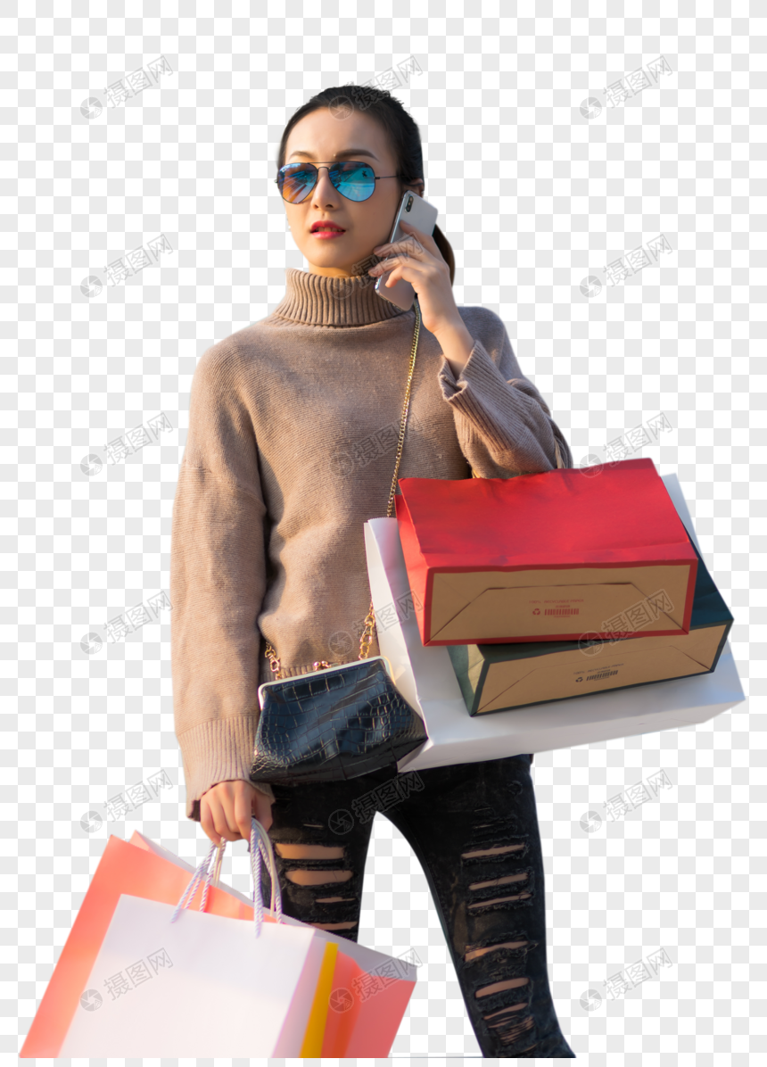 女性手提购物袋消费图片