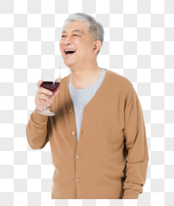 老年人喝红酒图片