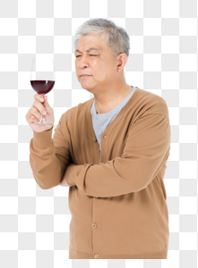 老年人喝红酒高清图片