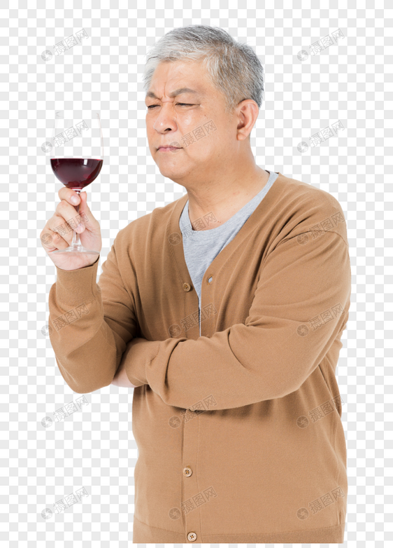 老年人喝红酒图片