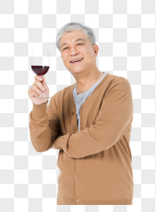 老年人喝红酒图片