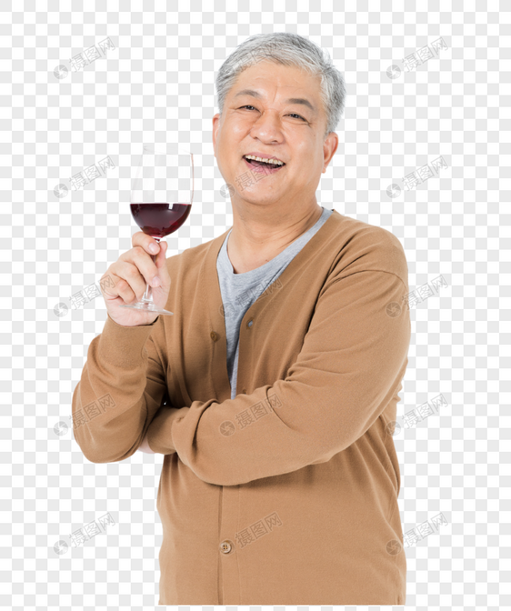 老年人喝红酒图片