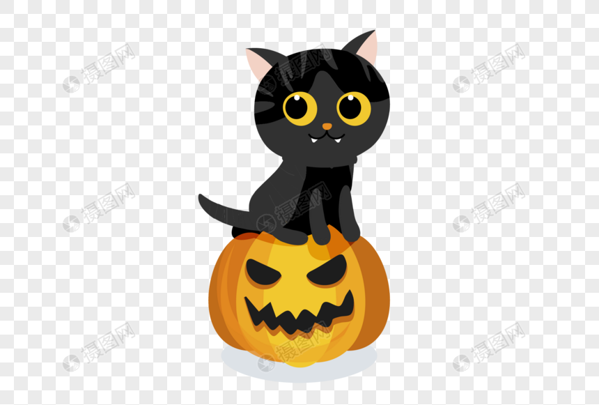 黑猫与南瓜元素素材下载 正版素材 摄图网