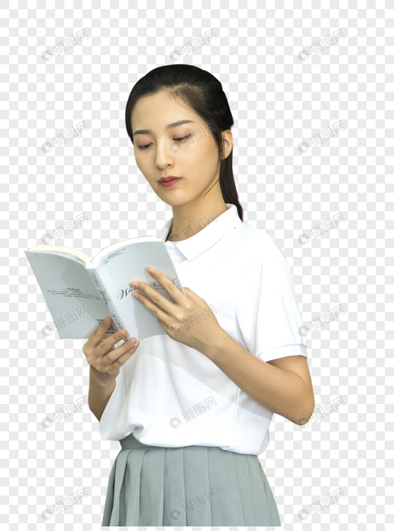 女学生看书图片