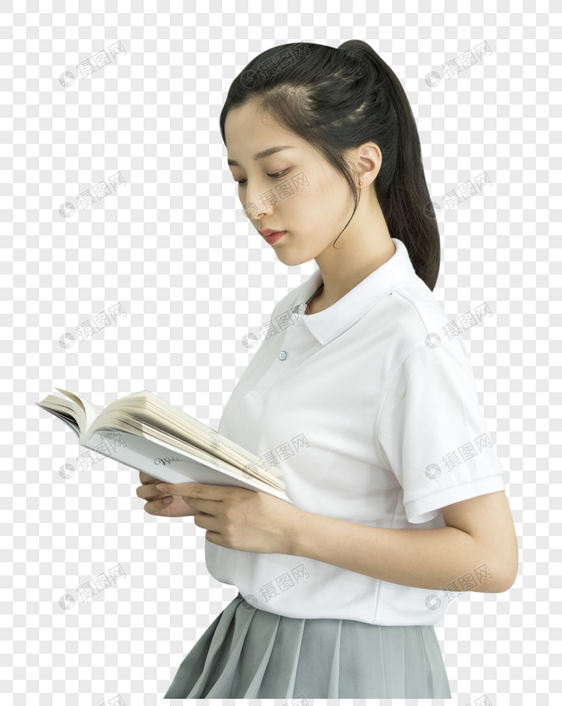 女学生看书图片