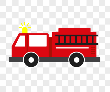 红色消防车消防车卡通元素高清图片