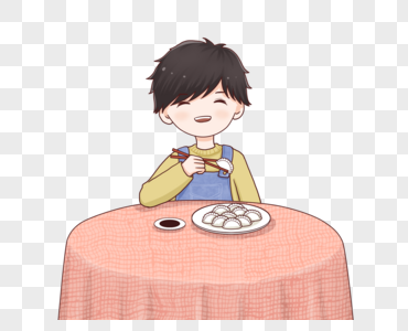 吃饺子的男孩图片