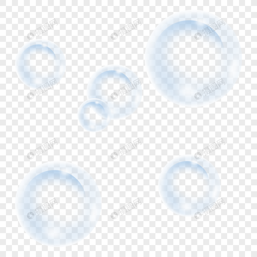 蓝色水珠水泡效果元素图片
